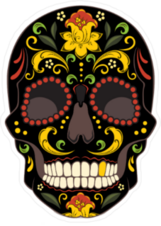 Black Gold Tooth Day Of The Dead Sugar Skull Sticker