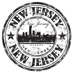 Black Grunge Rubber Stamp New Jersey Sticker