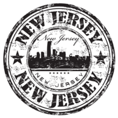 Black Grunge Rubber Stamp New Jersey Sticker