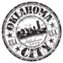 Black Grunge Rubber Stamp Oklahoma City Sticker