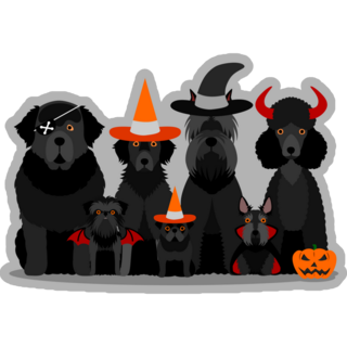 Black Halloween Dogs Sticker