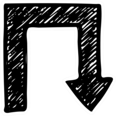 Black Hand Drawn Up Then Down Arrow Sticker