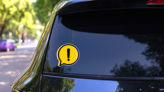 Black Hazard Warning Attention Sign Sticker on a Rear Car Window (New) example