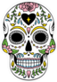 Black Heart Mexican Floral Sugar Skull Sticker