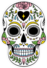 Black Heart Mexican Floral Sugar Skull Sticker