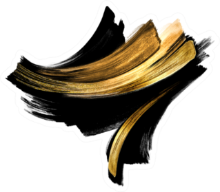 Black Ink Calligraphic Shape With Golden Smear Artist Sticker