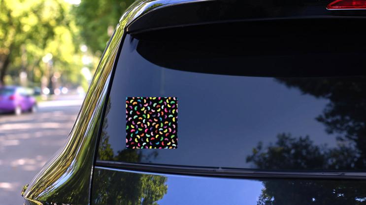 Black Jelly Beans Sticker on a Rear Car Window (New) example
