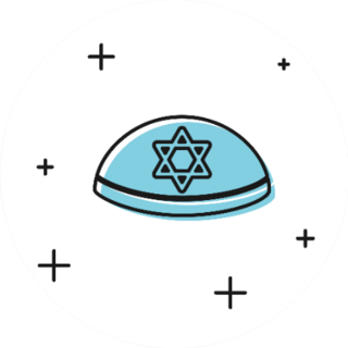 Black Jewish Kippah With Star Of David Icon Sticker