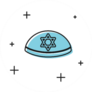 Black Jewish Kippah With Star Of David Icon Sticker