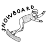 Black Line Art Snowboard Lettering Sticker
