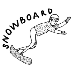 Black Line Art Snowboard Lettering Sticker
