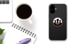 Black Lives Matter Circle Sticker on a Phone (New) example