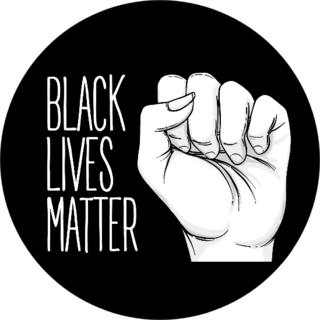 Black Lives Matter. Human Hand. Fist Raised Up On Black Sticker
