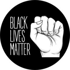 Black Lives Matter. Human Hand. Fist Raised Up On Black Sticker