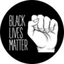 Black Lives Matter. Human Hand. Fist Raised Up On Black Sticker