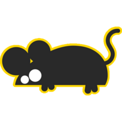 Black Mouse Yellow Sticker