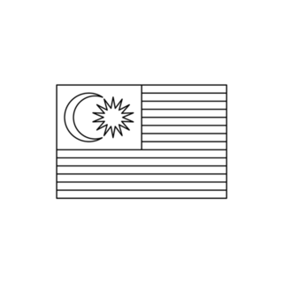Black Outline Flag Of Malaysia Sticker