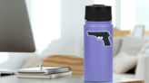 Black Pistol Sticker on a Water Bottle (New) example
