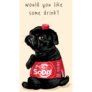 Black Pug Dog In Soda Label Sticker