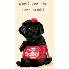 Black Pug Dog In Soda Label Sticker