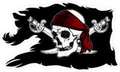 Black Ragged Pirate Flag With Skull And Sabers Sticker