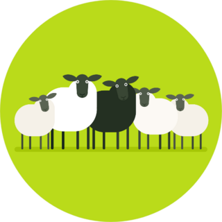 Black Sheep In The Herd On Bright Green Sticker