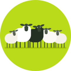 Black Sheep In The Herd On Bright Green Sticker