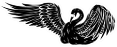 Black Silhouette Cartoon Beauty Swan Sticker