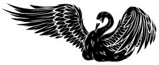 Black Silhouette Cartoon Beauty Swan Sticker