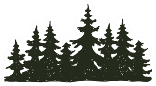 Black Silhouette Coniferous Natural Badge Sticker