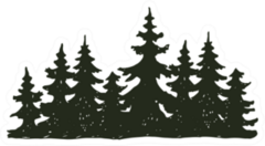 Black Silhouette Coniferous Natural Badge Sticker