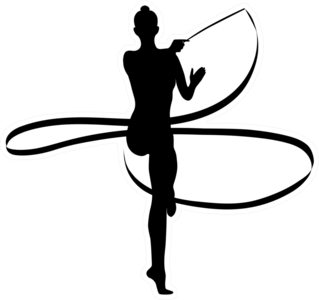 Black Silhouette Girl Gymnast Sticker