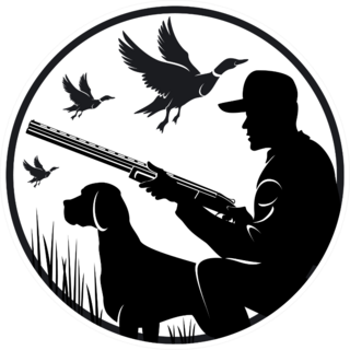 Black Silhouette Of A Hunter, With A Dog Sticker
