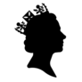 Black Silhouette Of Queen Elizabeth England UK Sticker