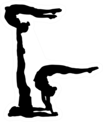 Black Silhouette Of Three Acrobats Sticker