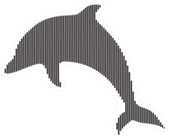 Black Silhouettes Of Dolphin With Line Art Sticker