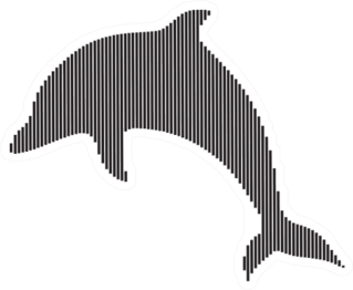 Black Silhouettes Of Dolphin With Line Art Sticker