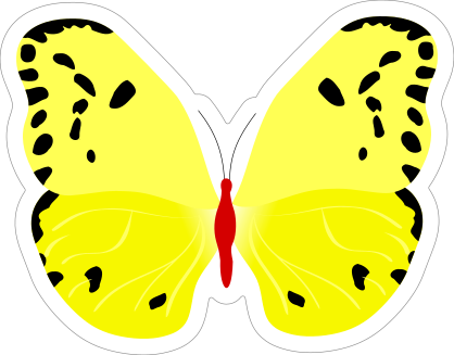 Black Spotted Yellow Butterfly Sticker
