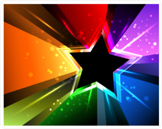 Black Star With Rainbow Rays Sticker