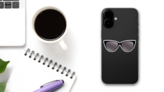 Black Sunglasses Sticker on a Phone (New) example