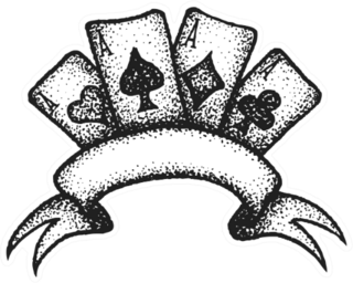 Black Tattoo Dot Art Four Aces Suit Of Playing Cards Sticker