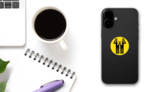 Black Tire Track 4x4 Silhouette Sticker on a Phone (New) example