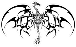 Black Tribal Dragon Sticker