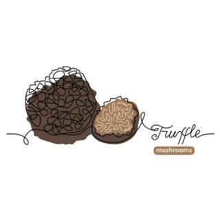 Black Truffle Wild Mushrooms One Line Art Drawing Sticker