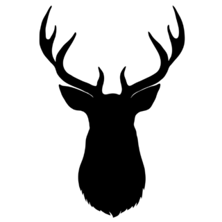 Black Vector Silhouette Of Deers Head With Antlers