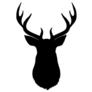 Black Vector Silhouette Of Deers Head With Antlers