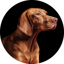 Black Vizsla Circle Sticker
