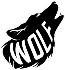 Black Wolf Silhouette and Text Sticker