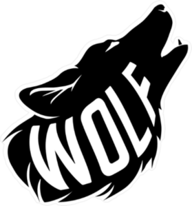 Black Wolf Silhouette and Text Sticker