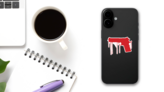 Bleeding Gun Silhouette Sticker on a Phone (New) example